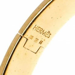 Hermes Clic Clac H Black Enamel Gold Plated Narrow Bracelet PM For Women -Deals Hermes Store luxury women hermes used accessories p233718 003