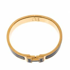 Hermes Clic Clac H Black Enamel Gold Plated Narrow Bracelet PM For Women -Deals Hermes Store luxury women hermes used accessories p233718 1570438069 006