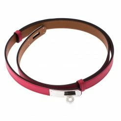 Hermes Rose Shocking Epsom Leather Kelly Belt For Women -Deals Hermes Store luxury women hermes used accessories p236240 005