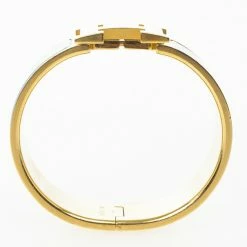 Hermes Clic-Clac H Blue Enamel Gold Plated Bracelet For Women -Deals Hermes Store luxury women hermes used accessories p23767 003