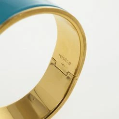 Hermes Clic-Clac H Blue Enamel Gold Plated Bracelet For Women -Deals Hermes Store luxury women hermes used accessories p23767 006
