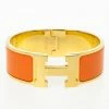 Hermes Clic-Clac H Orange Enamel Gold Plated Bracelet For Women
