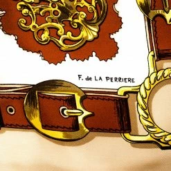 Hermes Beige Guivreries Print Silk Twill Scarf For Women -Deals Hermes Store luxury women hermes used accessories p237944 003