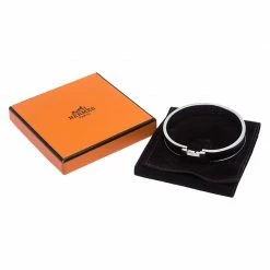 Hermes Clic H Black Enamel Palladium Plated Narrow Bracelet GM For Women -Deals Hermes Store luxury women hermes used accessories p242061 001