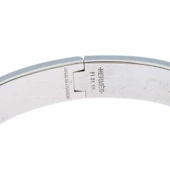 Hermes Clic H Black Enamel Palladium Plated Narrow Bracelet GM For Women -Deals Hermes Store luxury women hermes used accessories p242061 004