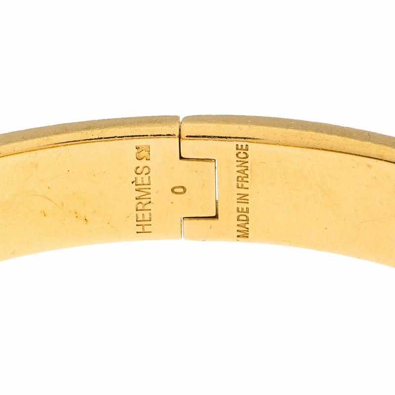 Hermes White Enamel Gold Plated Clic Clac H Bracelet PM For Women 8 Hermes White Enamel Gold Plated Clic Clac H Bracelet PM For Women - Image 6