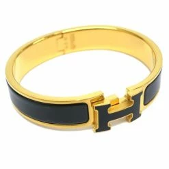 Hermes Clic H Black Enameled Bracelet For Women