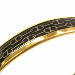 Hermes Narrow Black Gold Printed Enamel Bracelet For Women -Deals Hermes Store luxury women hermes used accessories p24530 007