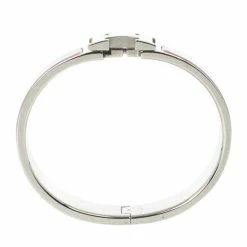 Hermes Clic-Clac H Pink Enamel Palladium Plated Bracelet PM For Women -Deals Hermes Store luxury women hermes used accessories p24668 003