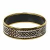 Hermes Mosaic Printed Enamel Gold Plated Wide Bracelet For Women -Deals Hermes Store luxury women hermes used accessories p24672 001