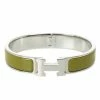 Hermes Clic-Clac H Green Enameld Palladium Plated Bracelet PM For Women -Deals Hermes Store luxury women hermes used accessories p24674 001
