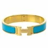 Hermes Clic-Clac H Indian Blue Enameld Gold Plated Bracelet PM For Women -Deals Hermes Store luxury women hermes used accessories p24675 001