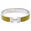 Hermes Clic Clac H Yellow Enamel Palladium Plated Narrow Bracelet PM For Women -Deals Hermes Store luxury women hermes used accessories p247742 004