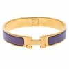 Hermes Clic H Purple Rose Cendré Enamel Gold Plated Bracelet GM For Women -Deals Hermes Store luxury women hermes used accessories p248153 002