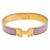 Hermes Hermès Clic H Pink Enamel Gold Plated Narrow Bracelet GM For Women -Deals Hermes Store luxury women hermes used accessories p248710 001