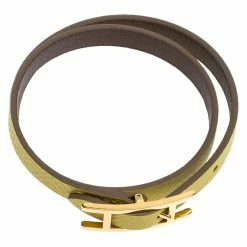 Hermes Lime Green And Grey Leather Behapi Reversible Double Tour Bracelet M For Women 12 Hermes Lime Green And Grey Leather Behapi Reversible Double Tour Bracelet M For Women -Deals Hermes Store luxury women hermes used accessories p250553 001