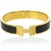 Hermes Clic H Black Enameled Gold Plated Bracelet For Women -Deals Hermes Store luxury women hermes used accessories p25141 001