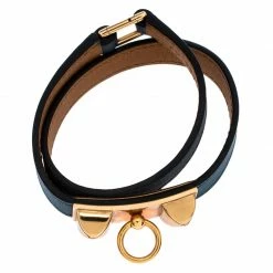 Hermes Teal Green Leather Rivale Double Tour Bracelet S For Women -Deals Hermes Store luxury women hermes used accessories p252367 005