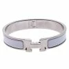Hermes Hermès Clic H White Enamel Palladium Plated Narrow Bracelet GM For Women -Deals Hermes Store luxury women hermes used accessories p253925 1575700050 005