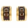 Hermes Printed Enamel Inlay Gold Plated Clip-on Earrings For Women -Deals Hermes Store luxury women hermes used accessories p254373 002