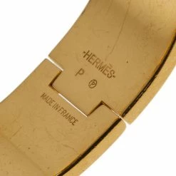 Hermes Clic Clac H Wide Gold-Plated Blue Enamel Bracelet PM For Women 13 Hermes Clic Clac H Wide Gold-Plated Blue Enamel Bracelet PM For Women -Deals Hermes Store luxury women hermes used accessories p2557 006
