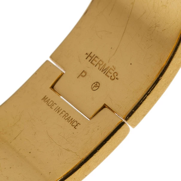 Hermes Clic Clac H Wide Gold-Plated Blue Enamel Bracelet PM For Women 8 Hermes Clic Clac H Wide Gold-Plated Blue Enamel Bracelet PM For Women - Image 6