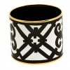 Hermes Monochrome Printed Enamel Gold Plated Extra Wide Bangle Bracelet For Women -Deals Hermes Store luxury women hermes used accessories p255893 003