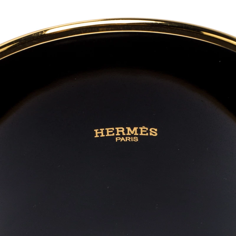 Hermes Multicolor Printed Enamel Gold Plated Extra Wide Bangle Bracelet For Women 8 Hermes Multicolor Printed Enamel Gold Plated Extra Wide Bangle Bracelet For Women - Image 6