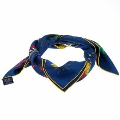 Hermes Navy Blue Cache Cache Fleuri Printed Silk Scarf For Women