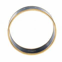 Hermes Black Printed Enamel Gold Plated Wide Bangle Bracelet For Women -Deals Hermes Store luxury women hermes used accessories p256979 005