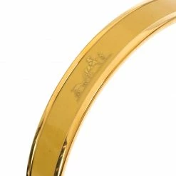 Hermes Caleche Yellow Enamel Gold Plated Narrow Bangle Bracelet For Women -Deals Hermes Store luxury women hermes used accessories p257124 003