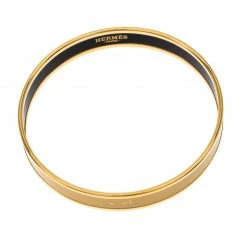 Hermes Caleche Yellow Enamel Gold Plated Narrow Bangle Bracelet For Women -Deals Hermes Store luxury women hermes used accessories p257124 006