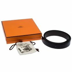 Hermes Black/Brown Leather Palladium Hardware H Logo Reversible Belt 95cm For Women 15 Hermes Black/Brown Leather Palladium Hardware H Logo Reversible Belt 95cm For Women -Deals Hermes Store luxury women hermes used accessories p258269 002