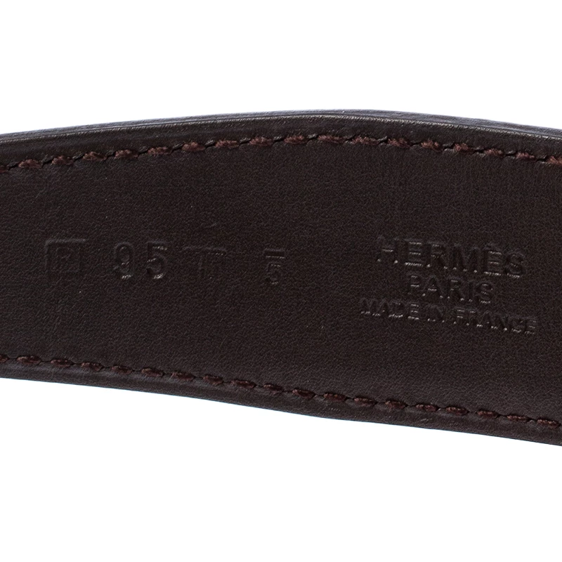 Hermes Black/Brown Leather Palladium Hardware H Logo Reversible Belt 95cm For Women 8 Hermes Black/Brown Leather Palladium Hardware H Logo Reversible Belt 95cm For Women - Image 6