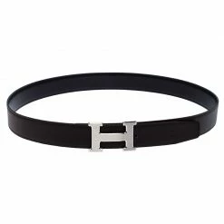 Hermes Black/Brown Leather Palladium Hardware H Logo Reversible Belt 95cm For Women 13 Hermes Black/Brown Leather Palladium Hardware H Logo Reversible Belt 95cm For Women -Deals Hermes Store luxury women hermes used accessories p258269 008