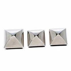 Hermes Pyramid Medor Palladium Finish Set Of 3 Studs Twilly Scarf Ring For Women