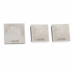 Hermes Pyramid Medor Palladium Finish Set Of 3 Studs Twilly Scarf Ring For Women -Deals Hermes Store luxury women hermes used accessories p259389 002