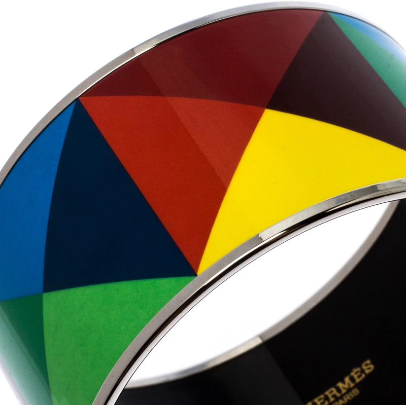 Hermes Clous De Trompe L’Oeil Multicolor Enamel Extra Wide Bangle Bracelet For Women 5 Hermes Clous De Trompe L’Oeil Multicolor Enamel Extra Wide Bangle Bracelet For Women - Image 3