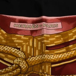 Hermes Hermès Black And Gold Brandebourgs Silk Twill Scarf For Women -Deals Hermes Store luxury women hermes used accessories p262205 004