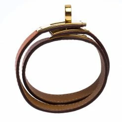 Hermes Kelly Double Tour Orange Leather Gold Plated Wrap Bracelet S For Women -Deals Hermes Store luxury women hermes used accessories p264019 002