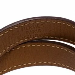 Hermes Kelly Double Tour Orange Leather Gold Plated Wrap Bracelet S For Women -Deals Hermes Store luxury women hermes used accessories p264019 005