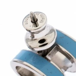 Hermes Pop H Blue Lacquered Palladium Plated Stud Earrings For Women -Deals Hermes Store luxury women hermes used accessories p264124 003