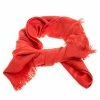 Hermes Orange Silk Cashmere Blend Fringed Scarf For Women
