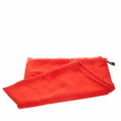 Hermes Orange Silk Cashmere Blend Fringed Scarf For Women -Deals Hermes Store luxury women hermes used accessories p266091 004