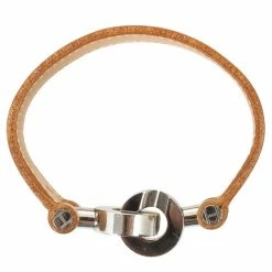 Hermes Brown Leather Interlocking Bracelet 18 CM For Women -Deals Hermes Store luxury women hermes used accessories p26645 003