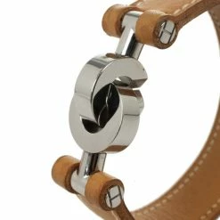 Hermes Brown Leather Interlocking Bracelet 18 CM For Women -Deals Hermes Store luxury women hermes used accessories p26645 004