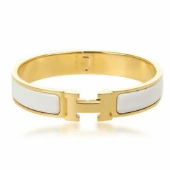 Hermes Hermès Clic H White Gold Plated Bracelet For Women