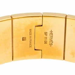 Hermes Hermès Gold Plated Savana Dance Enamel Hinged Bangle Bracelet For Women -Deals Hermes Store luxury women hermes used accessories p266505 004