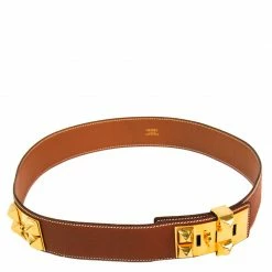 Hermes Brown Leather Collier De Chien Medor Belt 80 For Women -Deals Hermes Store luxury women hermes used accessories p267811 001