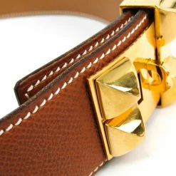 Hermes Brown Leather Collier De Chien Medor Belt 80 For Women -Deals Hermes Store luxury women hermes used accessories p267811 003